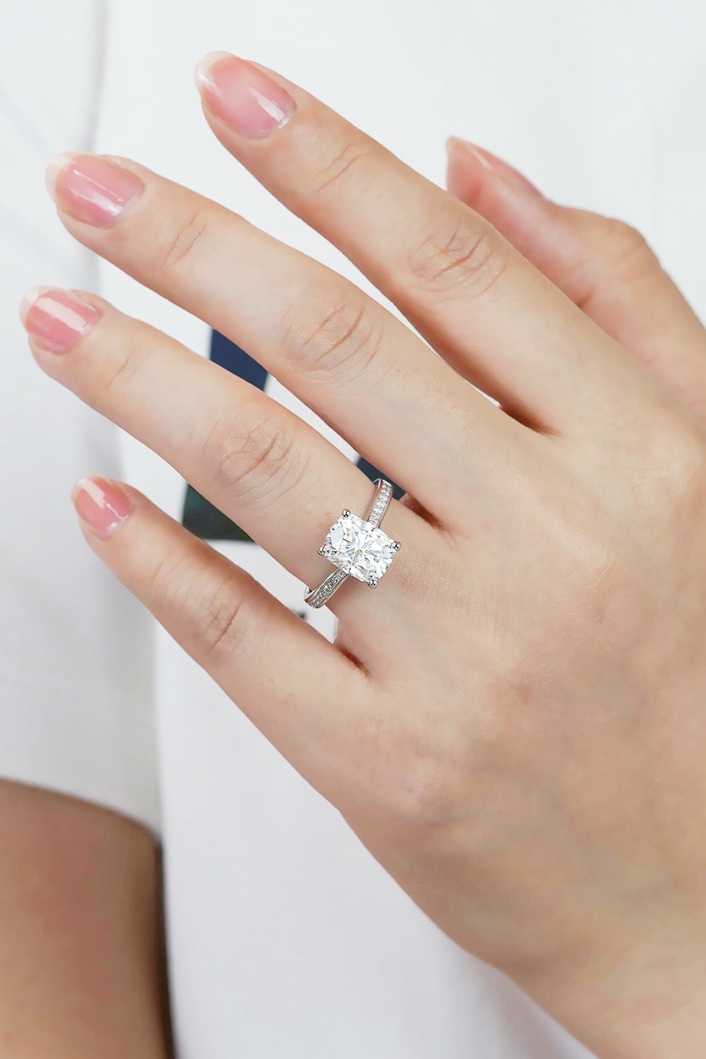 *APP EXCLUSIVE* 3 Carat Moissanite Platinum-Plated Side Stone Ring
