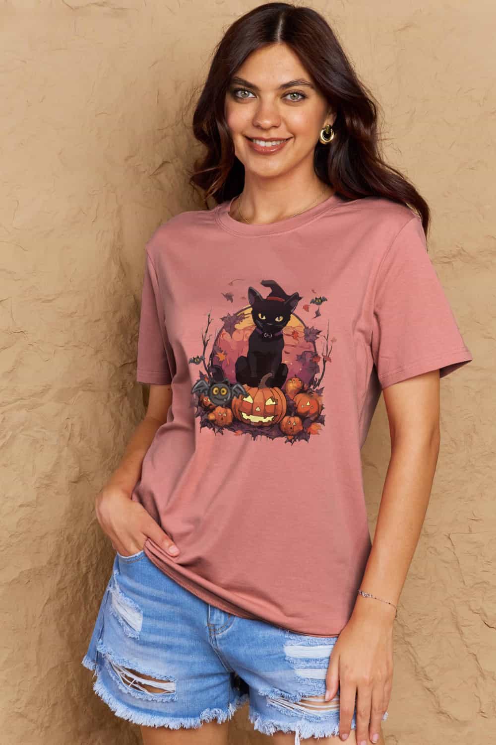 *APP EXCLUSIVE*Black Cat Halloween Graphic Tee
