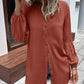 *APP EXCLUSIVE* Notched Neck Balloon Sleeve Shirt