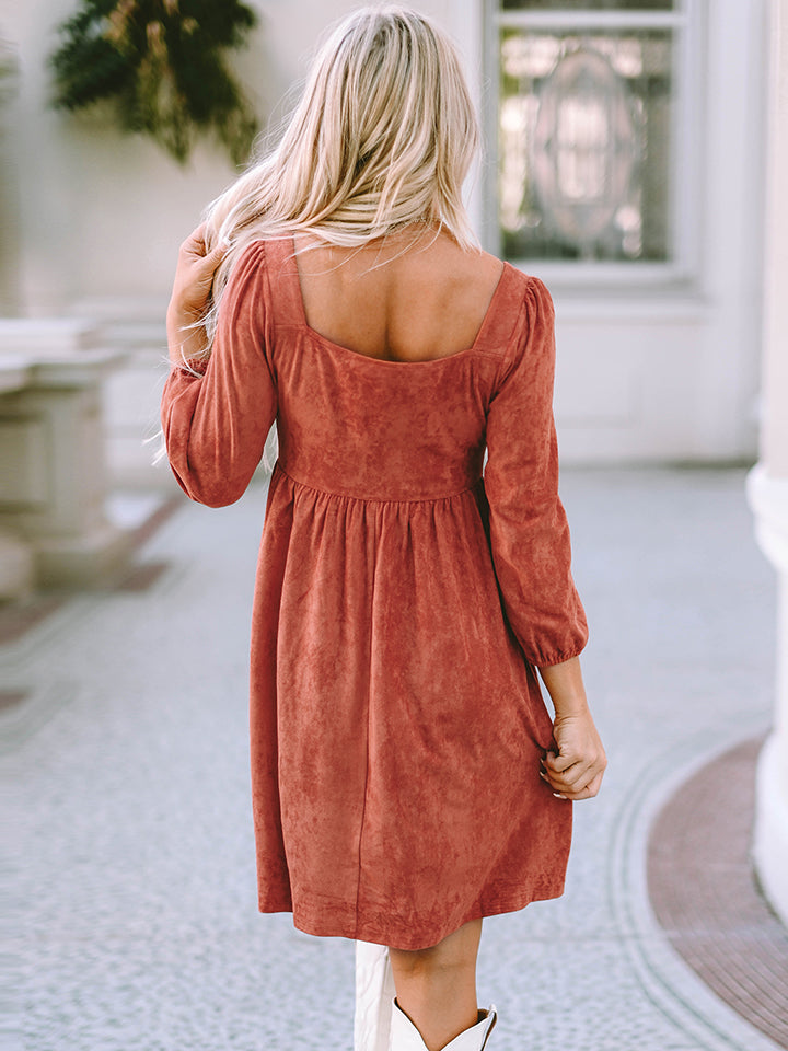 *APP EXCLUSIVE* Square Neck Three-Quarter Sleeve Dress