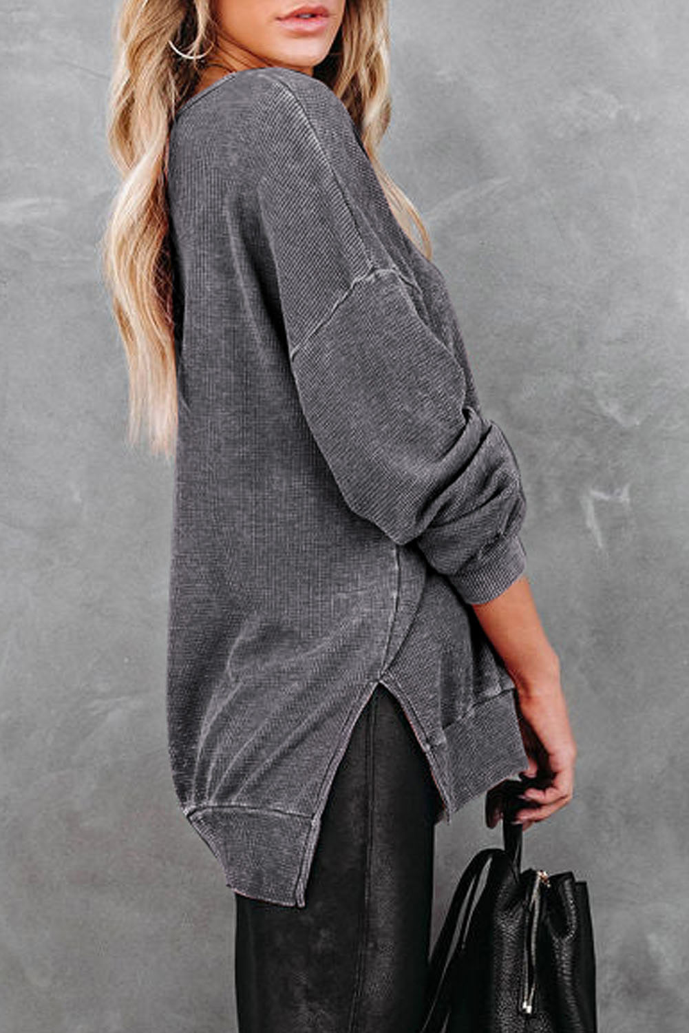 *APP EXCLUSIVE* Dropped Shoulder Slit Sweatshirt
