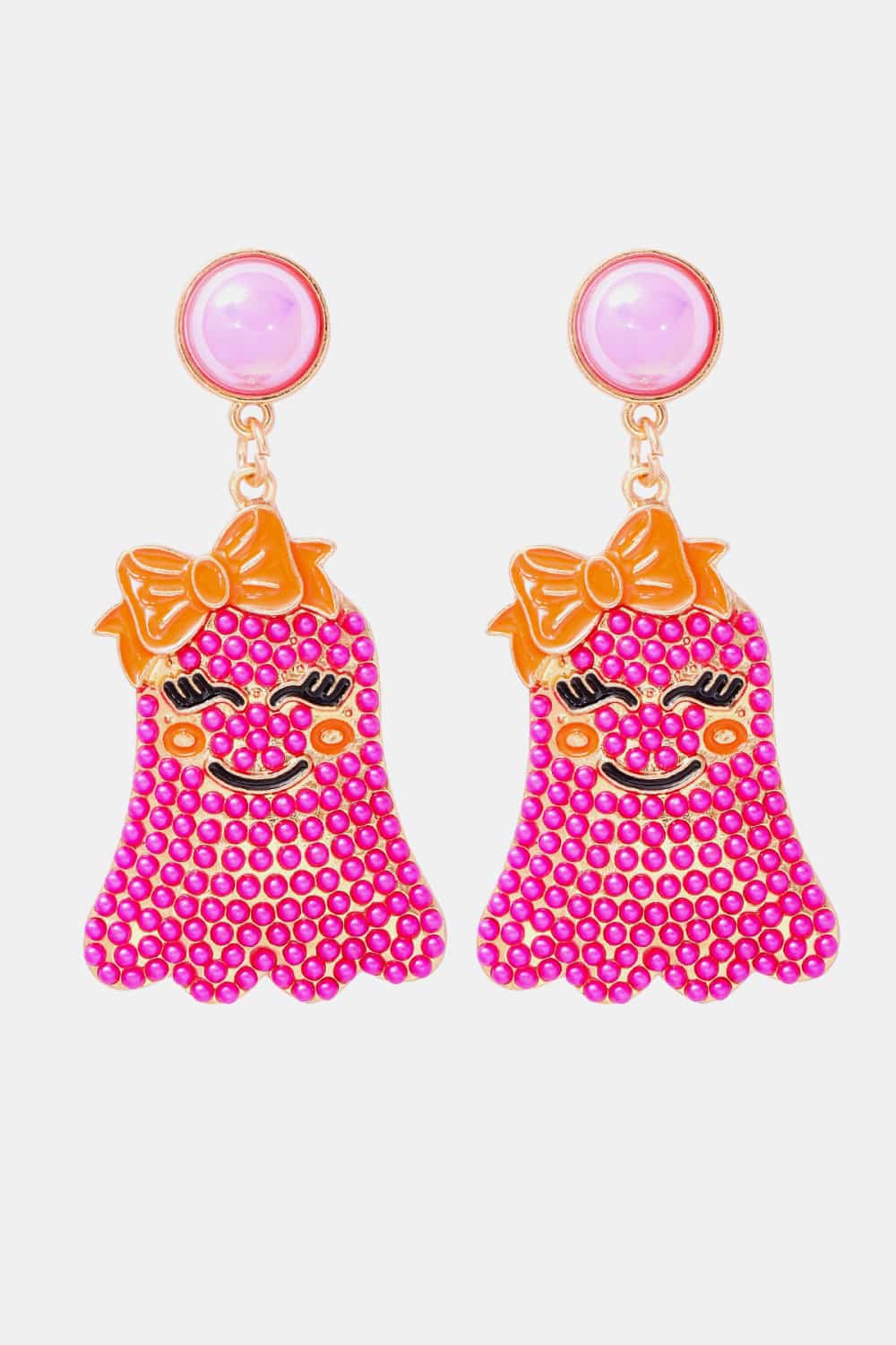 *APP EXCLUSIVE* Smiling Ghost Shape Synthetic Pearl Earrings