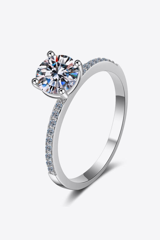 *APP EXCLUSIVE* 1 Carat Moissanite Rhodium-Plated Side Stone Ring