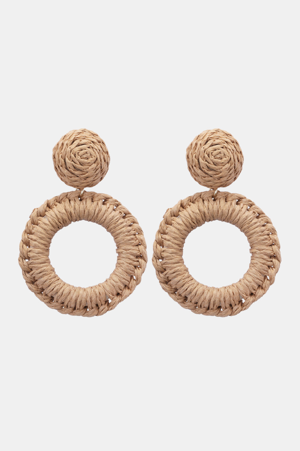*APP EXCLUSIVE* Round Shape Raffia Grass Dangle Earrings