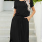 *APP EXCLUSIVE* Round Neck Short Sleeve Slit Dress with Pockets