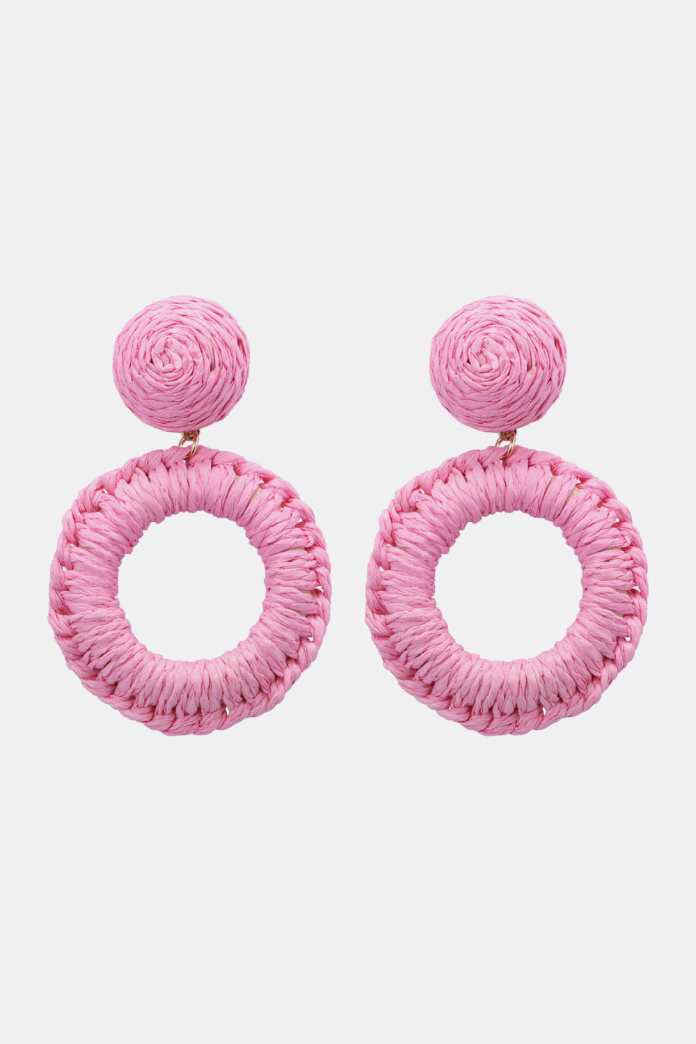 *APP EXCLUSIVE* Round Shape Raffia Grass Dangle Earrings