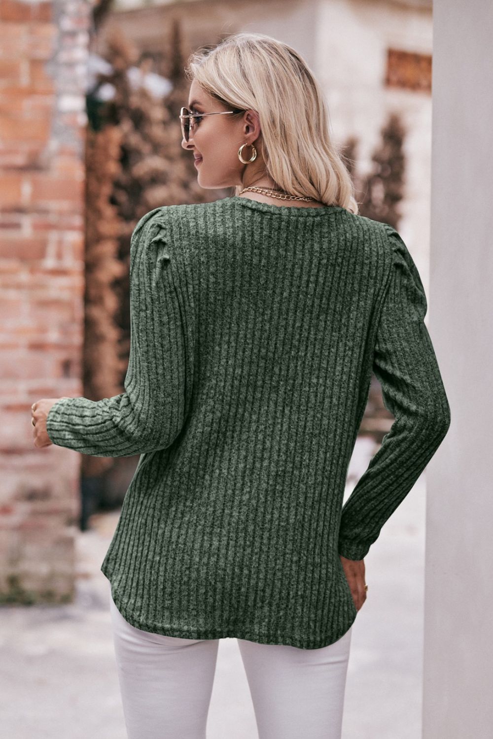 *APP EXCLUSIVE* Puff Sleeve Ribbed Top