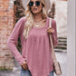 Pleated Detail Curved Hem Long Sleeve Top