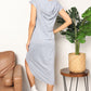 *APP EXCLUSIVE* Short Sleeve Front Slit Hooded Dress