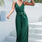 *APP EXCLUSIVE* Tie Belt Spaghetti Strap Slit Jumpsuit