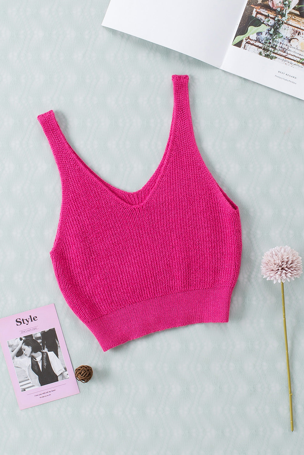 *APP EXCLUSIVE* Vneck Ribbed Knit Tank