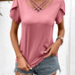*APP EXCLUSIVE* Strappy Vneck Petal Sleeve Top