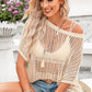 * APP EXCLUSIVE* Openwork Round Neck Half Sleeve Knit Top