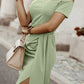 *APP EXCLUSIVE* Cold Shoulder Short Sleeve Split Dress