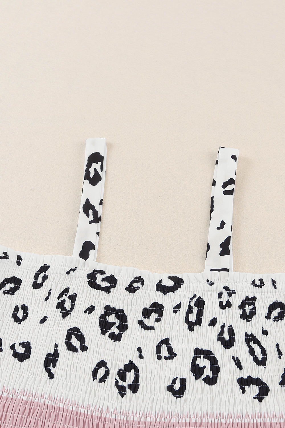 *APP EXCLUSIVE* Leopard Colorblock Wide Leg Smocked Jumpsuit