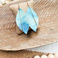 Teal Feather Earrings with Gold Bar