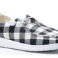 Hey Girl Black and White Buffalo Plaid Kayak Shoes