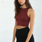 Seamless ribbed Sleeveless Crew neck Crop Top