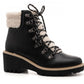 Sherpa Wedge Boots - Boots Are Made for Walking  Black Smooth Squad