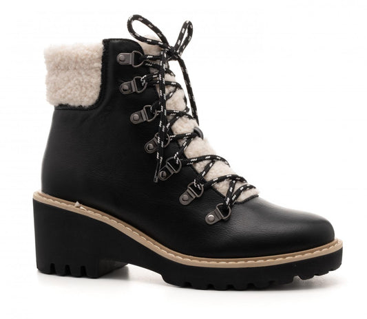 Sherpa Wedge Boots - Boots Are Made for Walking  Black Smooth Squad