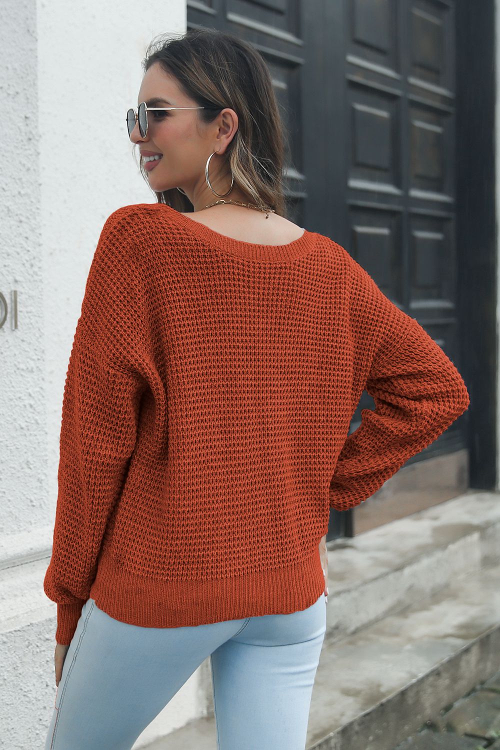 *APP EXCLUSIVE* Crisscross Surplice Neck Long Sleeve Sweater