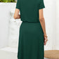 *APP EXCLUSIVE* Round Neck Short Sleeve Slit Dress with Pockets