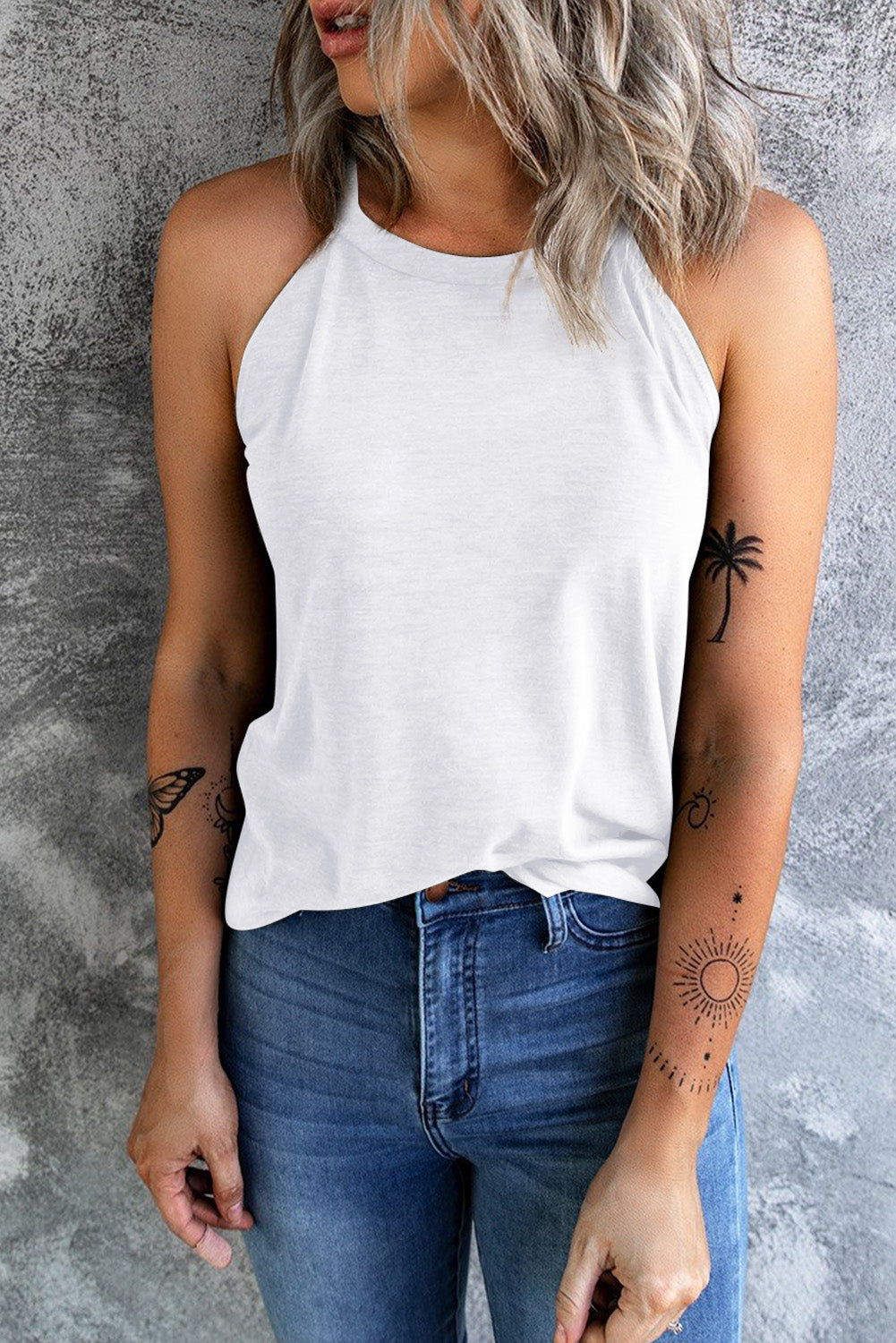 *App Exclusive* Curved Hem Grecian Tank Top
