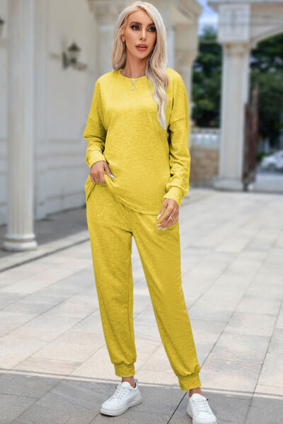 Top and Drawstring Pants Lounge Set