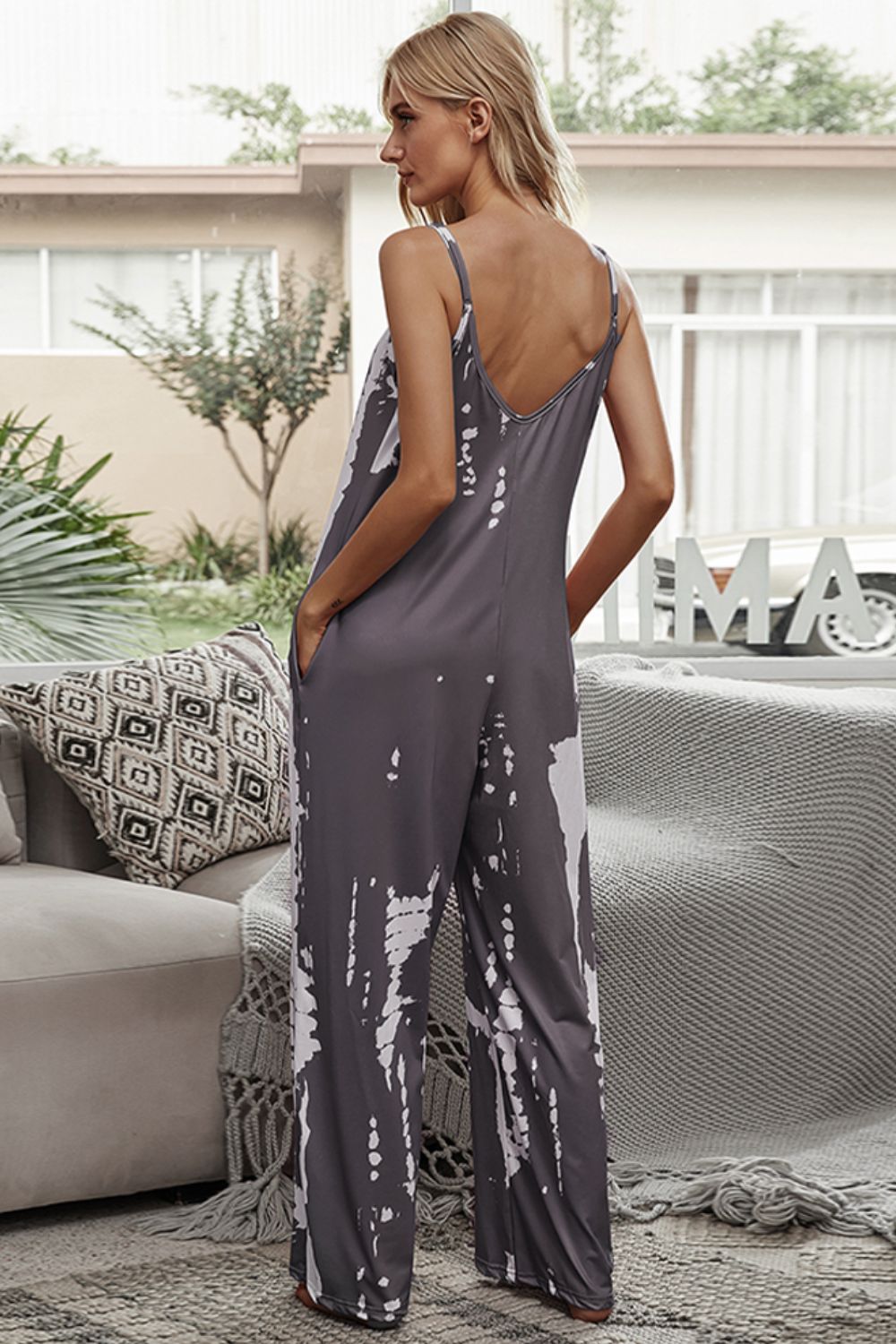 *App Exclusive* Tiedye Spaghetti Strap Jumpsuit with Pockets