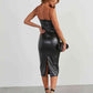 *APP EXCLUSIVE* Faux Leather Bodycon Slit Midi Dress