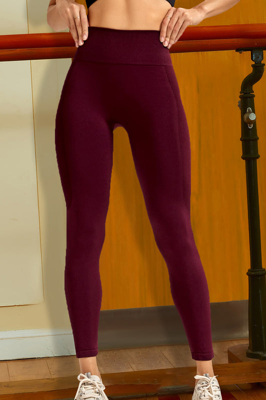 *APP EXCLUSIVE* Wide Waistband Burgundy Sports Leggings