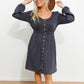 *App Exclusive* Scoop Neck Empire Waist Long Sleeve Mini Dress