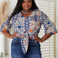 *APP EXCLUSIVE* Tie Hem V-Neck Three-Quarter Sleeve Blouse