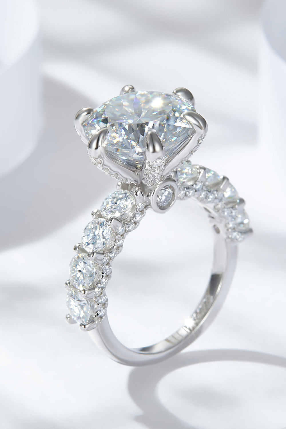 *APP EXCLUSIVE* 3-Carat Moissanite Platinum-Plated Side Stone Ring