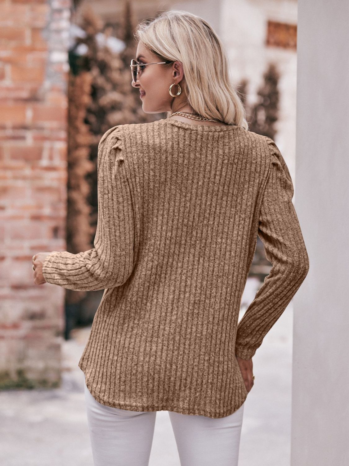 *APP EXCLUSIVE* Puff Sleeve Ribbed Top