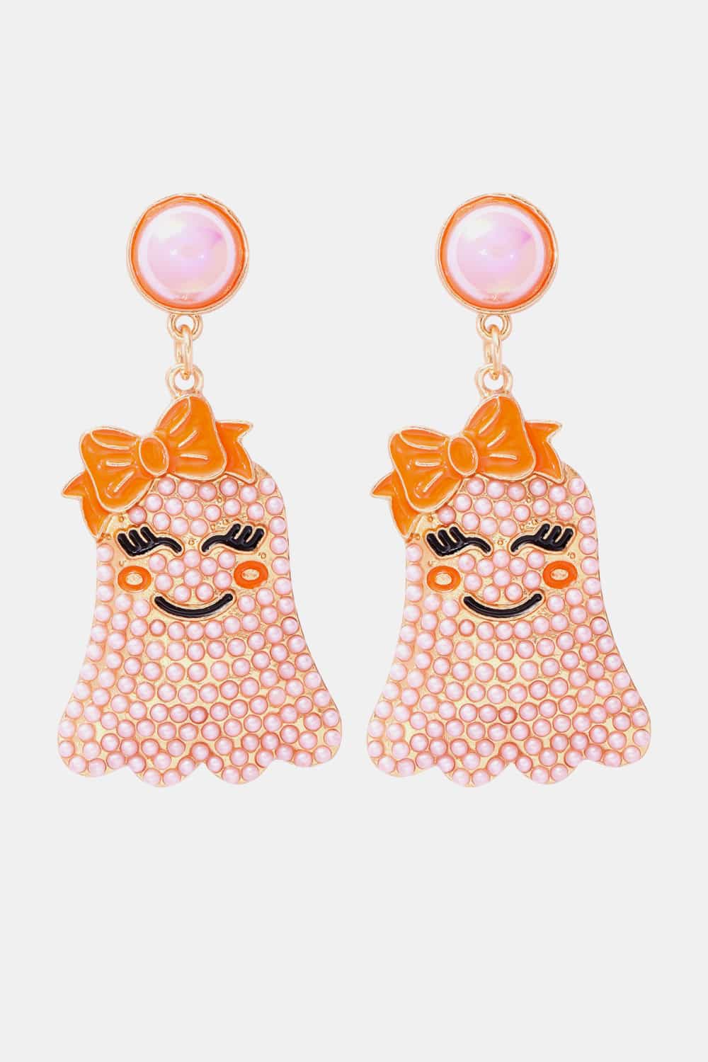 *APP EXCLUSIVE* Smiling Ghost Shape Synthetic Pearl Earrings
