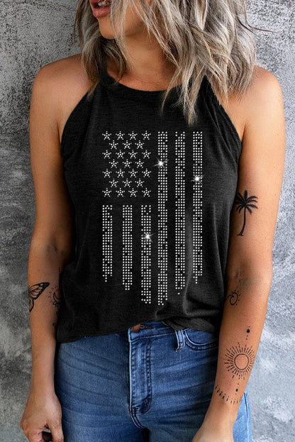 *APP EXCLUSIVE* USA Flag Halter Neck Tank