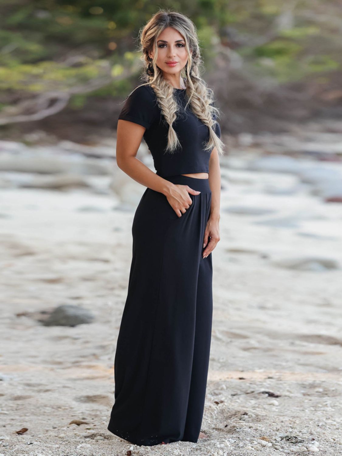 *APP EXCLUSIVE* Crop Top and Wide Leg Pants Set