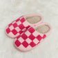 *APP EXCLUSIVE* Checkered Print Plush Slide Slippers