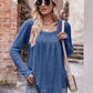 Pleated Detail Curved Hem Long Sleeve Top