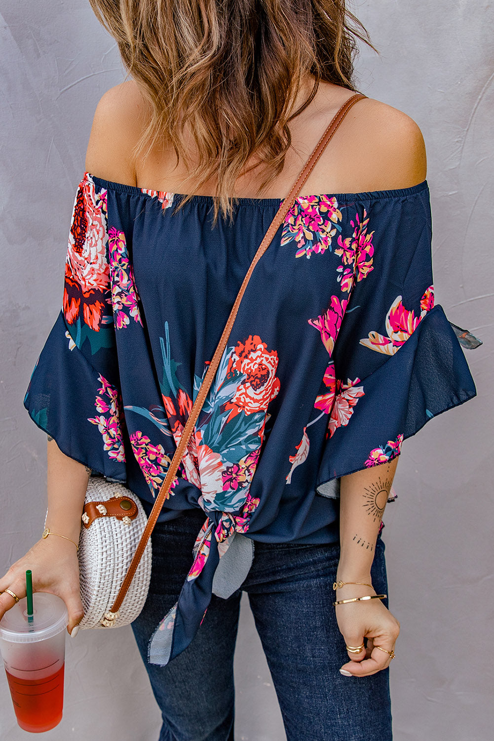 *App Exclusive* Off-Shoulder Flounce Sleeve Top