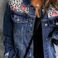 *App Exclusive* Floral Leopard Distressed Denim Jacket
