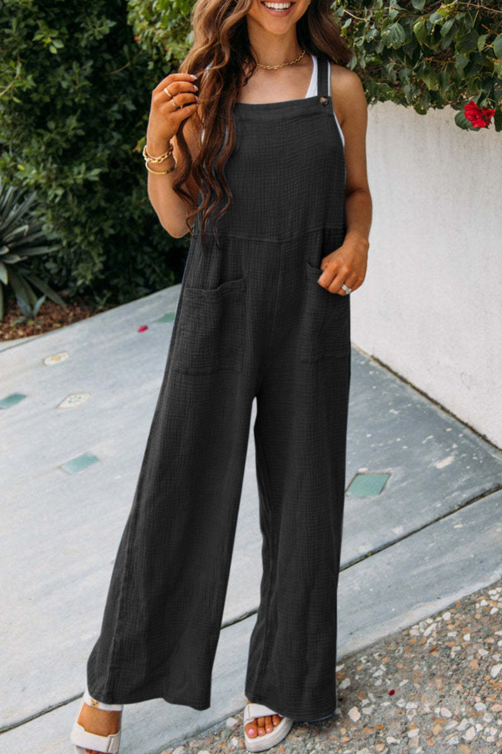 *APP EXCLUSIVE* Wide Leg Front Pocket Jumpsuit