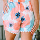 Printed Lace Trim Shorts with Pockets