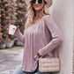 Pleated Detail Curved Hem Long Sleeve Top