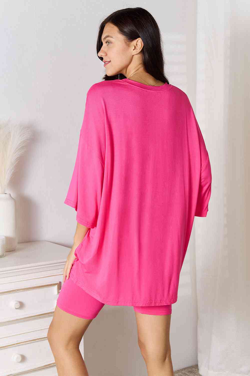 *APP EXCLUSIVE*x Soft Rayon Three-Quarter Sleeve Top and Shorts Set