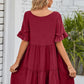 *APP EXCLUSIVE* Vneck Flounce Sleeve Tiered Dress