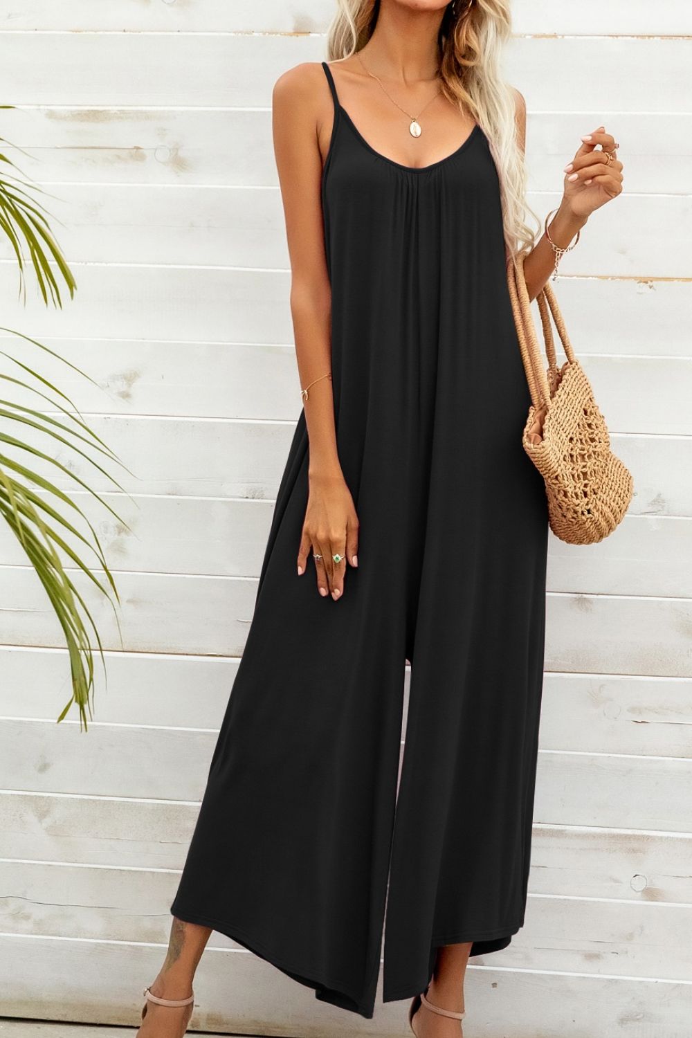 *APP EXCLUSIVE* Spaghetti Strap Scoop Neck Jumpsuit