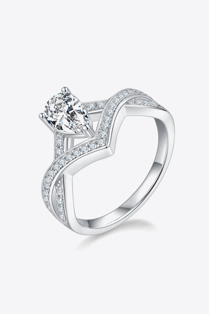 *APP EXCLUSIVE* 1 Carat Moissanite Teardrop 925 Sterling Silver Ring