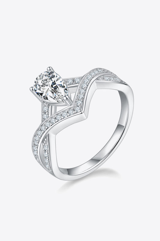 *APP EXCLUSIVE* 1 Carat Moissanite Teardrop 925 Sterling Silver Ring